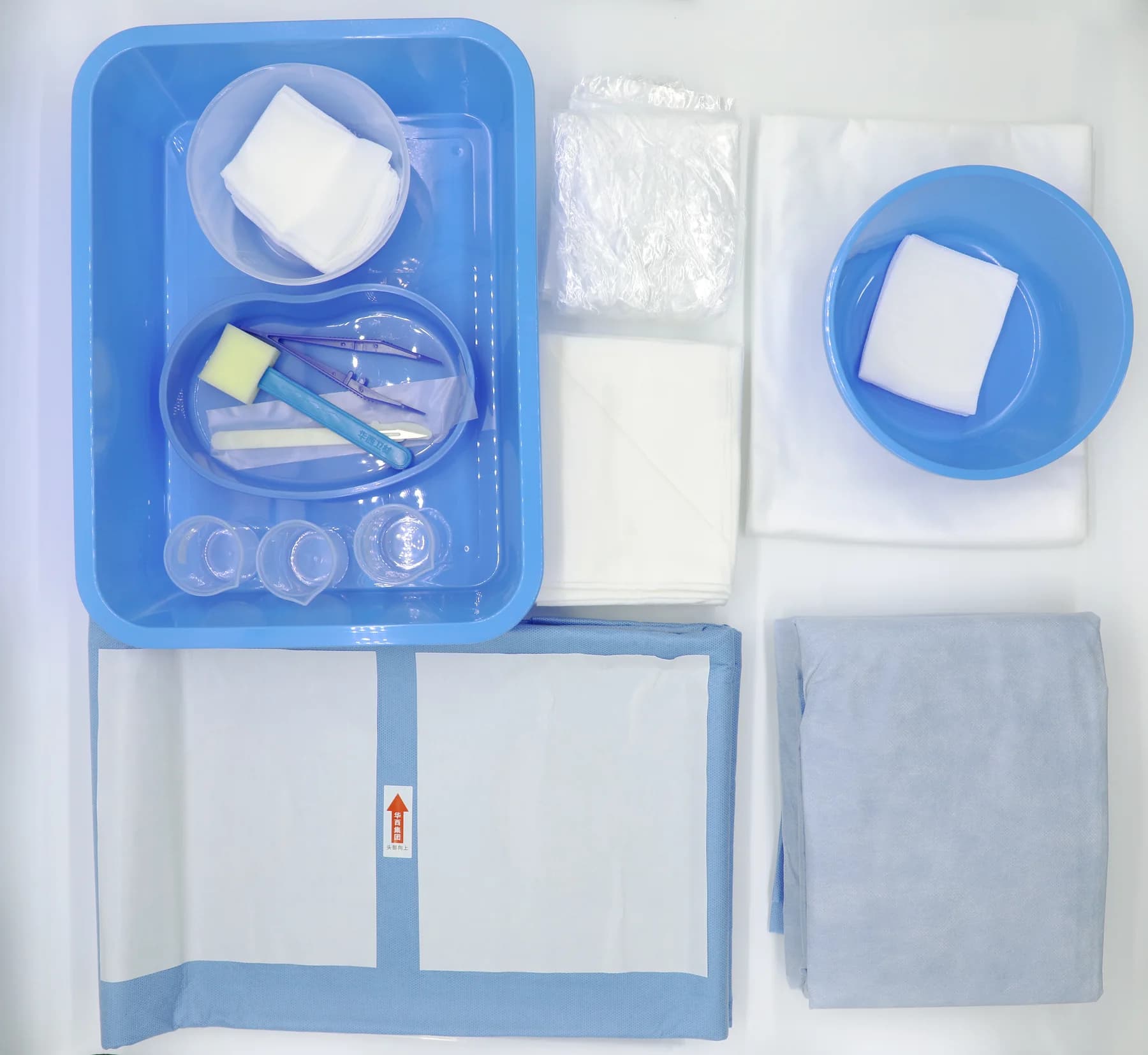 FTP-005 Angiography Pack components arranged for inspection
